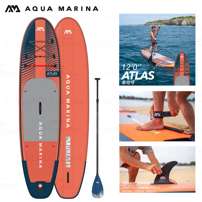 AQUA MARINA Upgrade Стоячая доска для серфинга ATLAS 366 см Водные виды спорта EVA Нескользящая Надувная доска SUP для серфинга Longboard С насосом