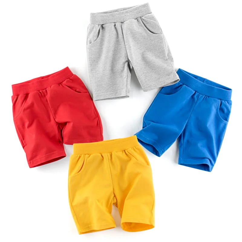 Шорты для мальчиков и девочек для детей Детские летние короткие брюки хлопчатобумажные брюки Однотонная повседневная одежда 1-10 лет