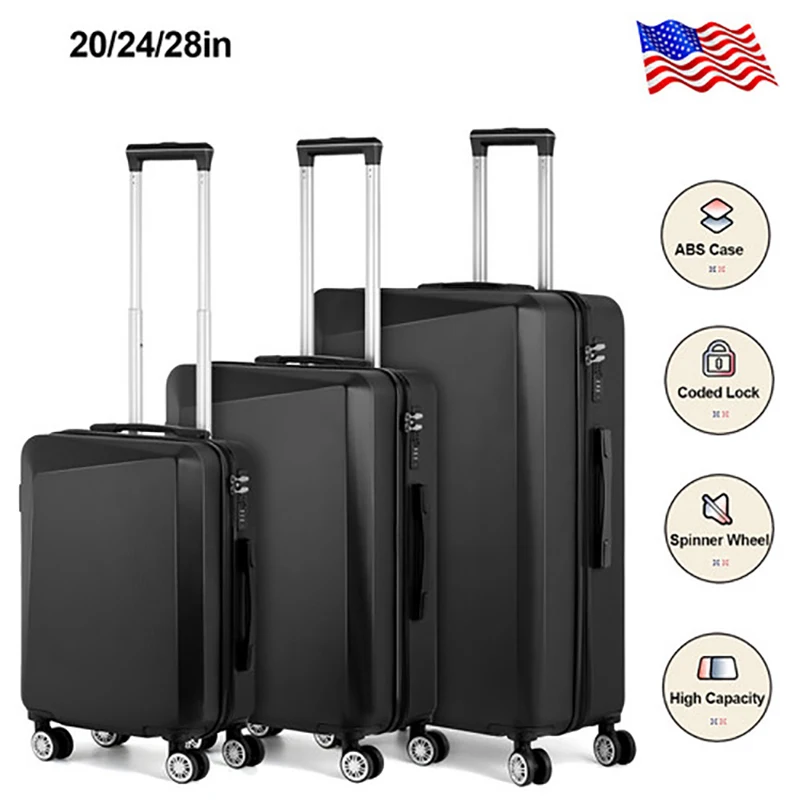 Чемоданы из 3 предметов, черный багаж TSA, Дорожная сумка для предметов первой необходимости, детский чемодан Walizka Travel Carrier