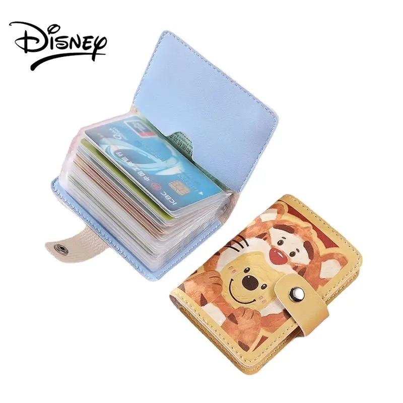 Держатель кредитной карты Disney Stitch для женщин и мужчин, кошелек Winnie Bear, портативный милый кошелек большой емкости, роскошный держатель для карт, портативный