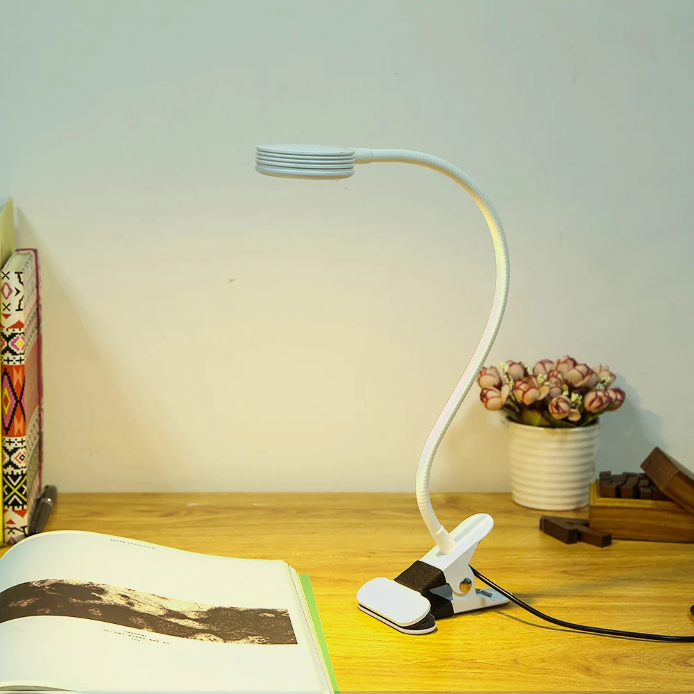 Новая настольная лампа Clip Офисная светодиодная настольная лампа Clip Гибкая светодиодная настольная лампа для чтения с 3 уровнями яркости и цвета