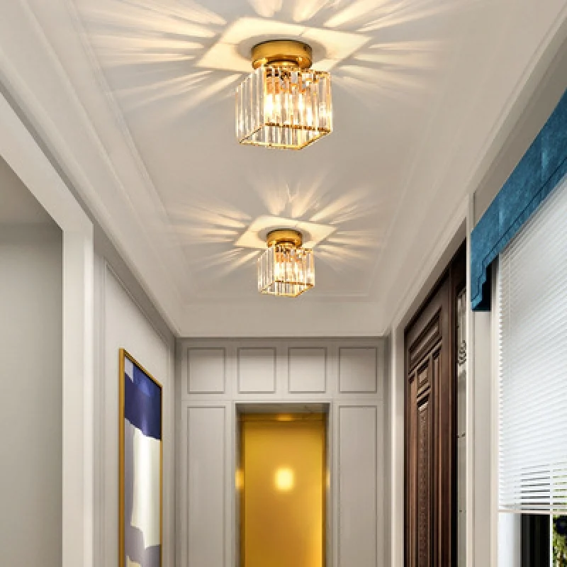 Хрустальный светильник для прохода, потолочный светильник для коридора и балкона, светодиодный светильник в скандинавском стиле, креативный и немного роскошный, маленький светильник-капелька