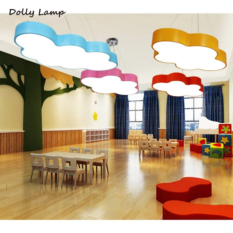 Детские разноцветные облачные светодиодные потолочные светильники Люстра Простая Креативная для спальни гостиной Лампа с дистанционным управлением 220 В 100 В