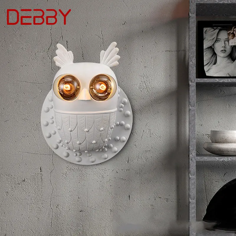 Настенный светильник DEBBY Contemporary Owl White, креативное светодиодное бра, Декоративное освещение для гостиной, спальни, офиса