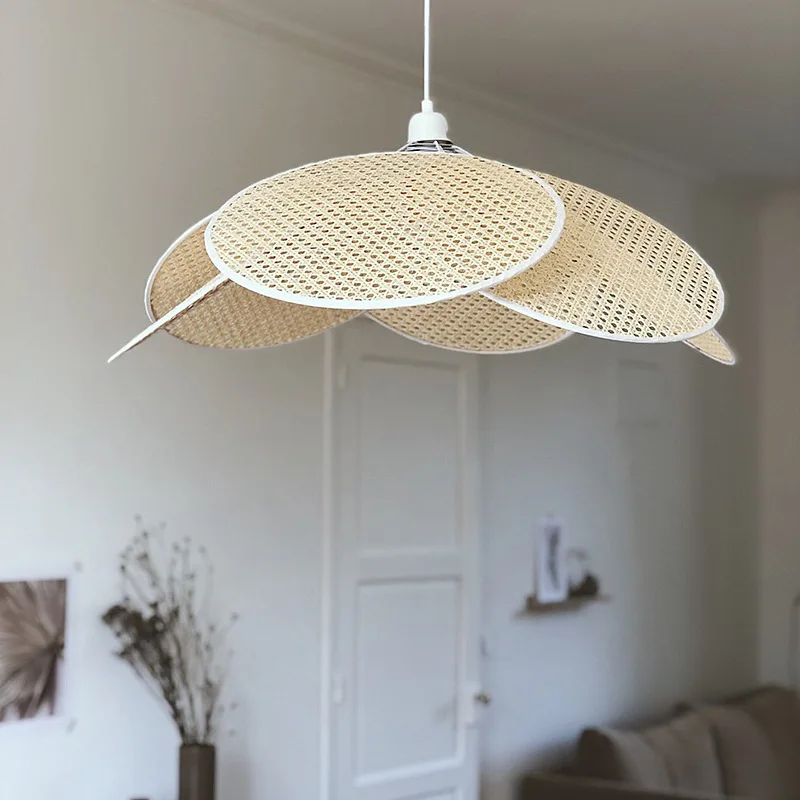 Подвесной светильник из ротанга 80 см, современная люстра в стиле камелии для столовой и гостиной, освещение чайной комнаты для завтрака в стиле B & B