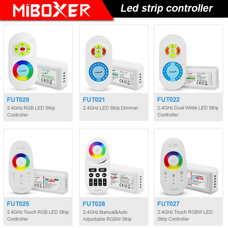 Miboxer 2.4 G Одноцветный/Двойной Белый (CCT)/RGB/RGBW Контроллер Светодиодной Ленты DC 12V 24V беспроводной Пульт Дистанционного Управления Освещением Ленты с диммером
