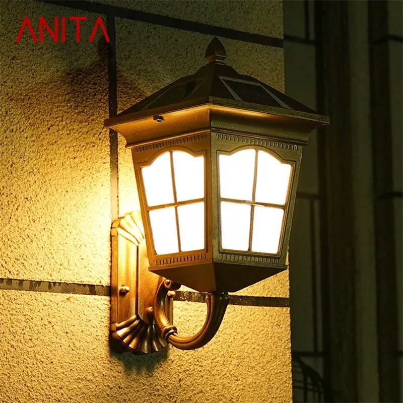 ANITA Наружные солнечные настенные бра СВЕТОДИОДНЫЕ Водонепроницаемые IP65 Современные лампы для украшения крыльца дома