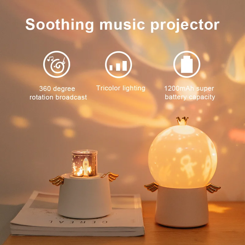 Креативный музыкальный ночник с вращающимся звездным небом CX33, проекционный светильник для музыкальной шкатулки, детские подарки на День рождения, маленький ночник