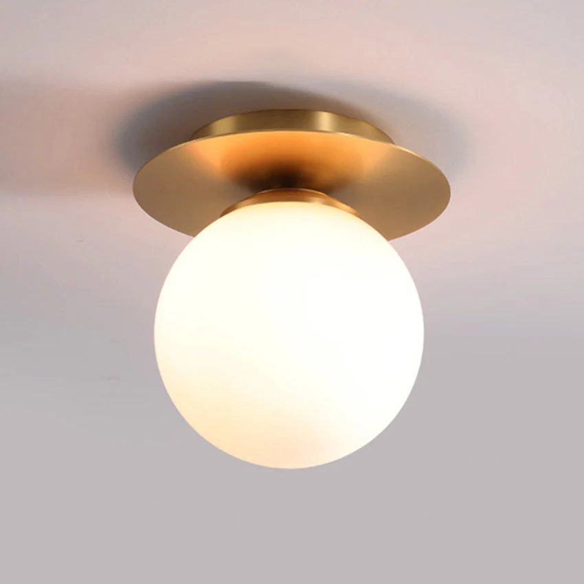 Современный простой стеклянный шар потолочный светильник Nordic creative гостиная спальня лестница Коридор золотой светодиодный потолочный светильник