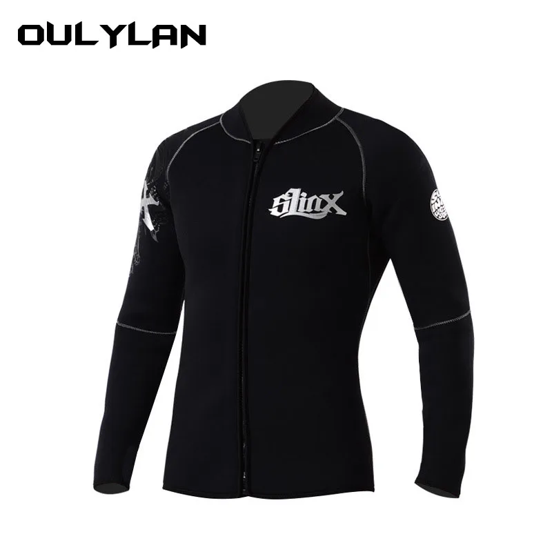 Рубашка Oulylan, Неопреновый гидрокостюм, мужской топ, Черный Солнцезащитный крем с длинным рукавом 3 мм, УФ-серфинг, Теплая куртка для дайвинга, Плавательный комбинезон