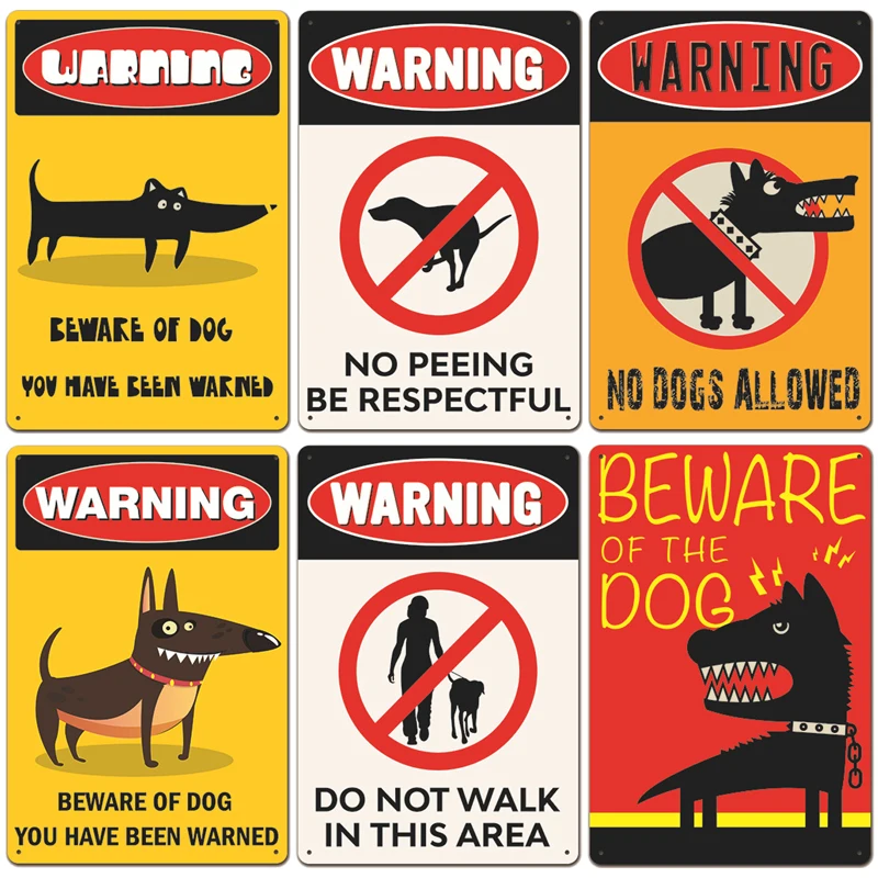 Предупреждающие металлические жестяные таблички с собаками, винтажный плакат, остерегайтесь собак, ретро-жестяные таблички, наклейки на стены для украшения дверей семейного дома в саду