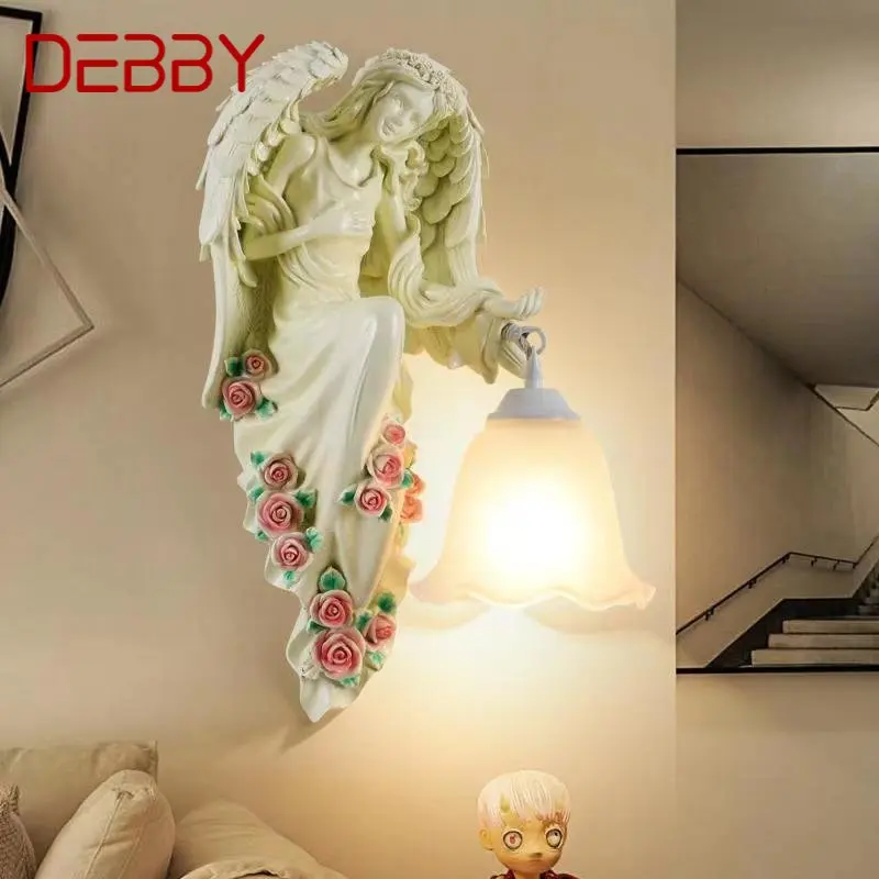 DEBBY Современный Ангел настенный светильник крытый светодиодный белый креативный европейский светильник-бра из смолы для декора дома, гостиной, спальни