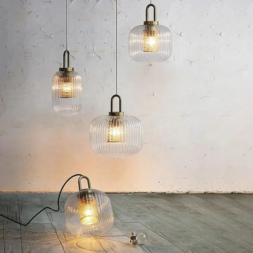 Подвесные светильники в скандинавскую дизайнерскую стеклянную полоску, Светодиодная подвесная лампа, светильники для гостиной, кухни, внутреннего домашнего декора Luminaria