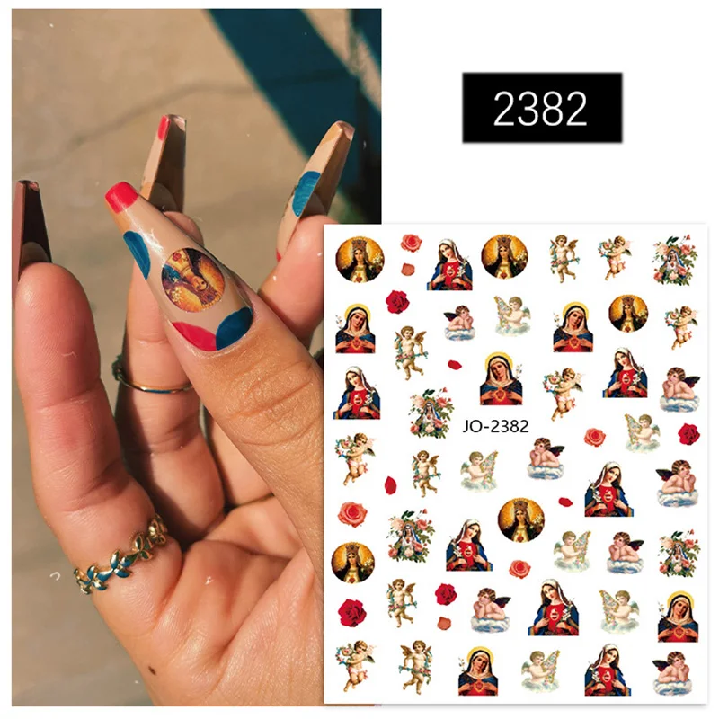 3D наклейки нажимаются на ногти искусственные накладки под углом богиня узор pegatinas аксессуары для маникюра слайдер клейкая фольга наклейки для дизайна ногтей