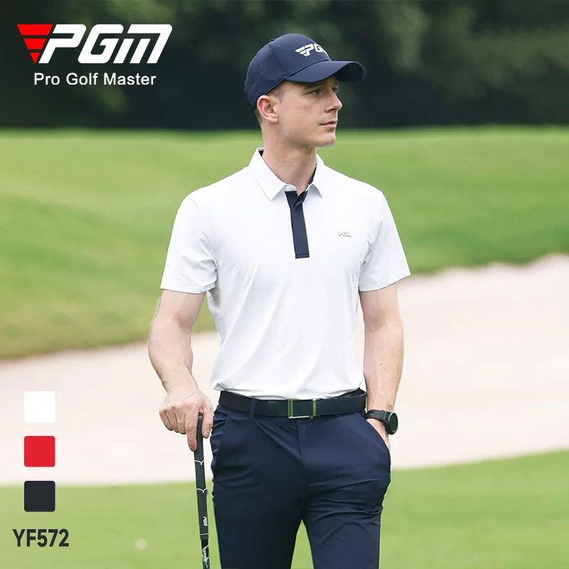 PGM Golf Летние мужские спортивные футболки с коротким рукавом, Дышащая модная Мягкая верхняя одежда для гольфа, мужская YF572