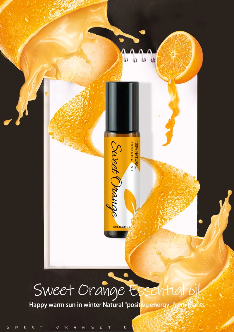 100% Чистые натуральные эфирные масла сладкого апельсина терапевтического класса для использования с кожей, эфирное масло сладкого апельсина для ароматерапии