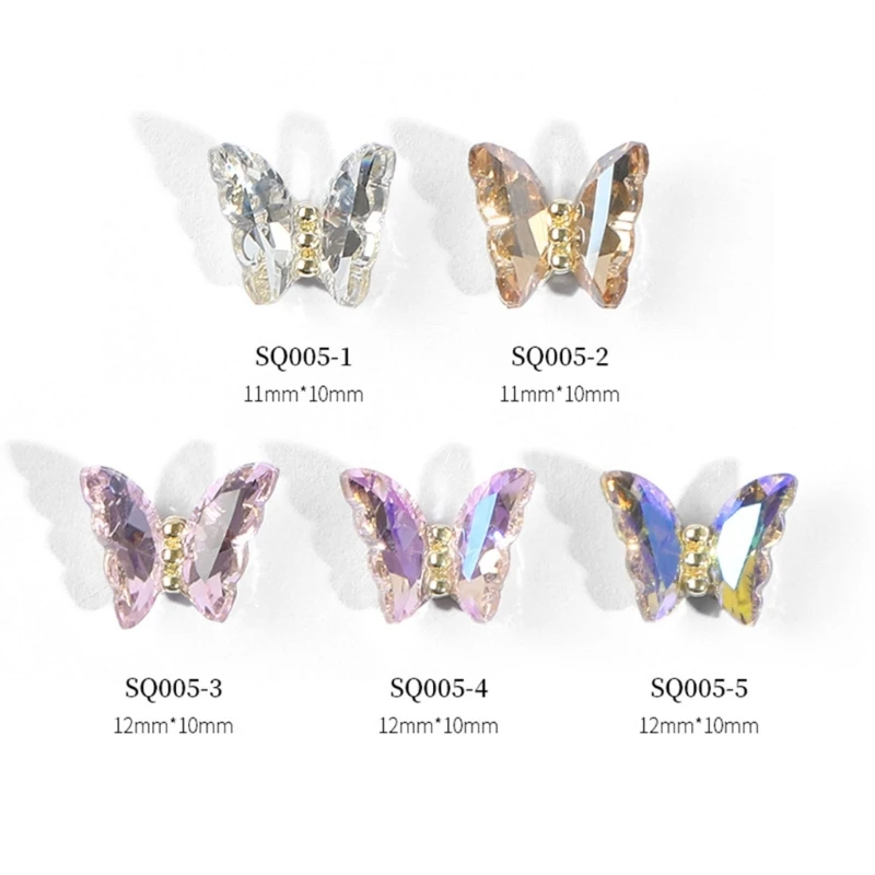 Металлические гвоздики для ногтей, Самоцветы для ногтей, 3D Подвески для ногтей, Бабочки- Украшения для ногтей E74C