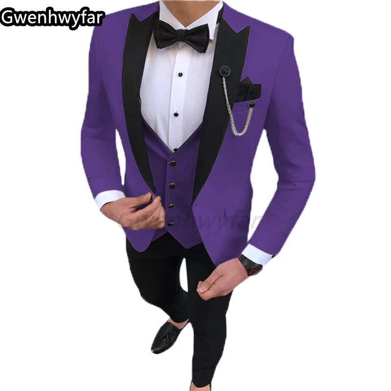 Гвенвифар 2022 Terno Slim Fit Фиолетовый Жених для выпускного вечера, мужской костюм для жениха, куртка, Брюки, майка, свадьба на заказ