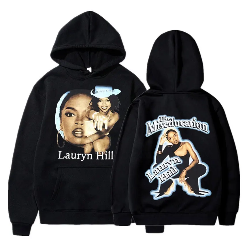 Винтажная толстовка с принтом певицы 90-х Лорин Хилл Музыкальный альбом The Miseducation of Lauryn Hill Толстовка в стиле Хип-хоп Винтажные Свободные толстовки