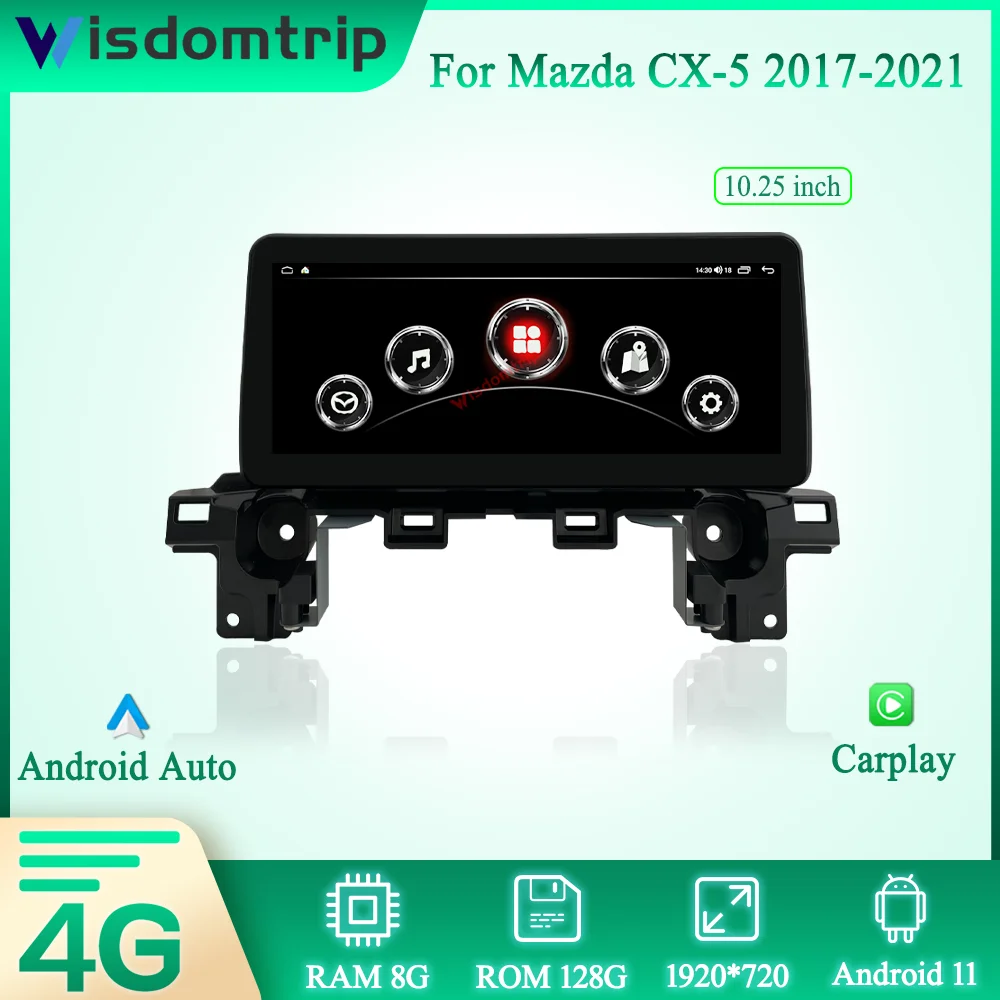 Для Mazda CX-5 2017-2021 Автомобильный Интеллектуальный Мультимедийный Видеоплеер GPS 4G Навигация Радио Android 11 CarPlay + AUTO 8 Core 8 + 128 ГБ