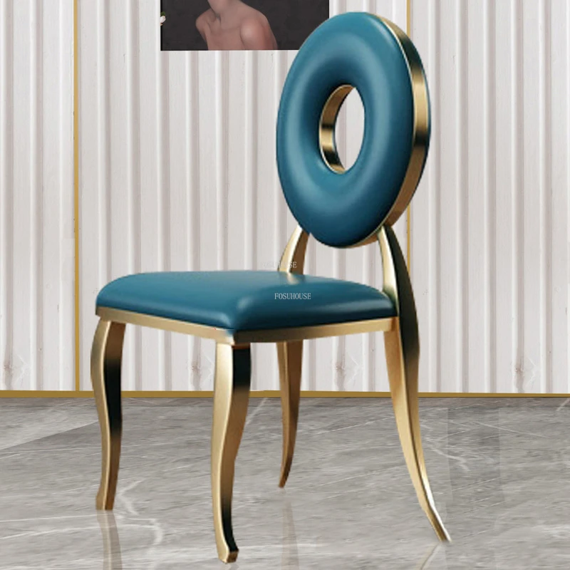 Современные европейские обеденные стулья, креативная мебель для столовой, домашний стул со спинкой для кухни, дизайн из нержавеющей стали, ресторанный стул