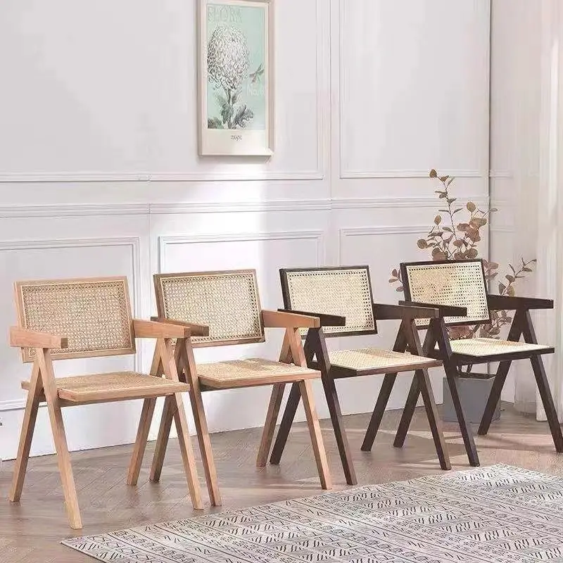 Японский ротанговый стул из массива дерева, домашний обеденный стол, стул для балкона, ротанговые стулья для дома, обеденный стул для магазина десертов, стул со спинкой