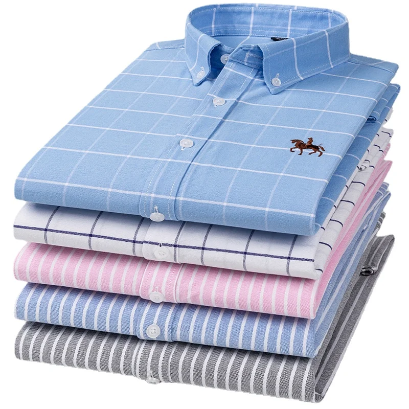 новое поступление, Мужская Оксфордская текстильная рубашка из 100% хлопка с Длинным рукавом, Молодежная Деловая Повседневная Весенне-Летняя Рубашка Большого размера S-5XL 6XL 7XL
