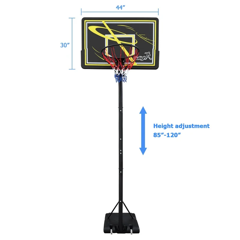 Регулируемая по высоте портативная баскетбольная система с небьющейся спинкой высотой от 7,5 до 10 футов 44 дюйма