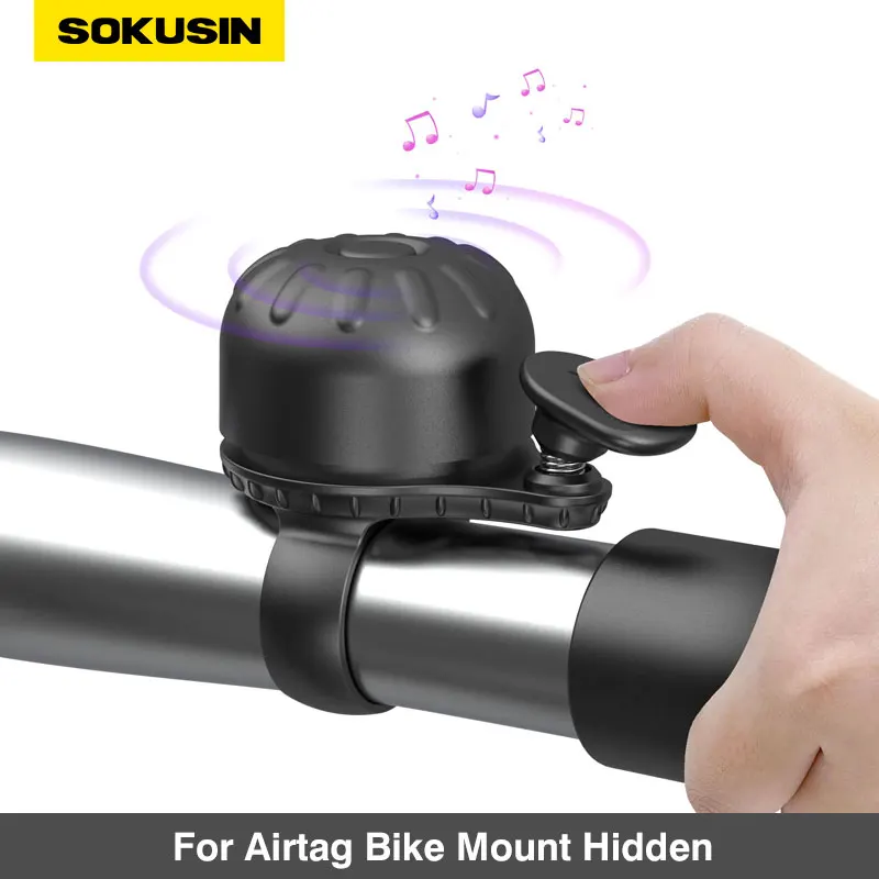 SOKUSIN Для Apple Airtag Держатель для велосипеда Крепление для велосипедного звонка Скрытая навигация Спортивные портативные велосипедные комплекты GPS с возможностью поворота на 360 ° Черный