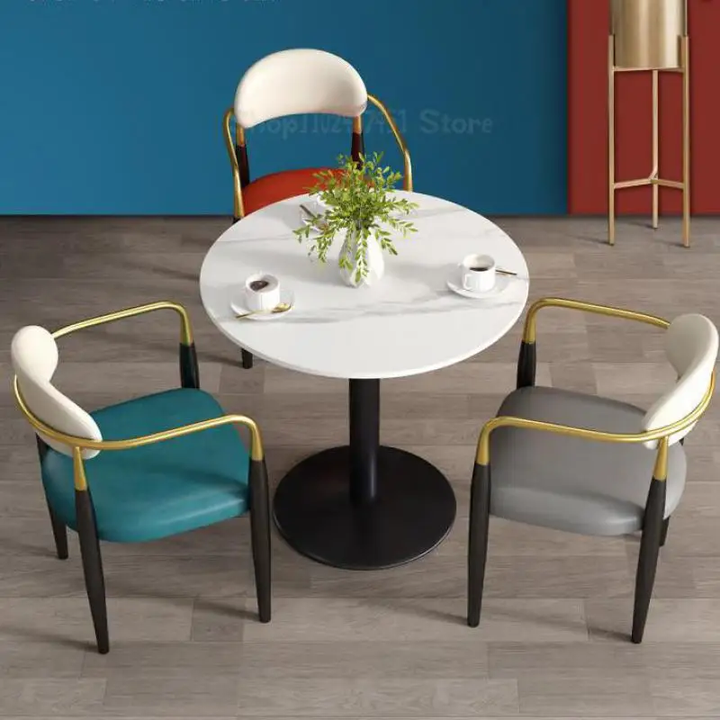 Nordic Rock Plate, небольшой круглый стол, офис продаж, приемная, стол для переговоров и стул, комбинация выставочного зала Milk