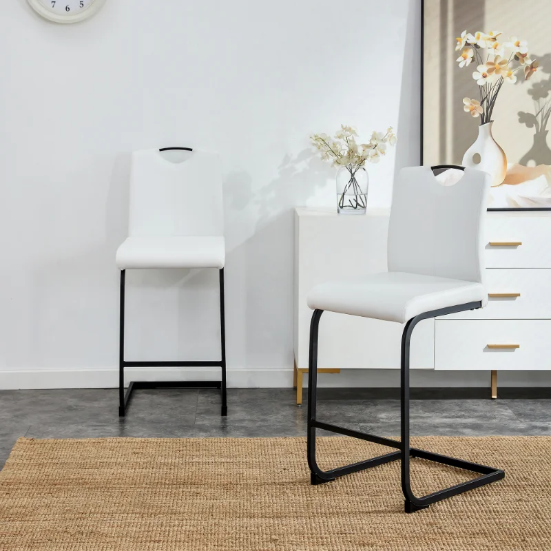 Белый стул из полиуретана, барный стул, обеденный стол, высота стула, комплект из 2 стульев из белого полиуретана [на складе в США]
