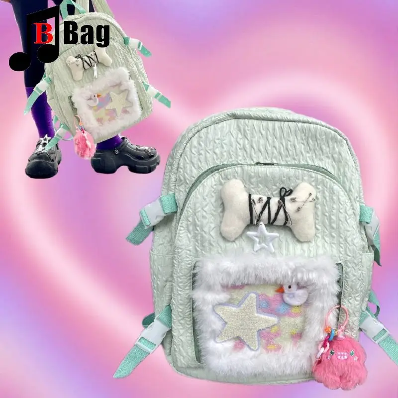 Женская сумка в готическом стиле харадзюку, рюкзак Qianxi Y2K Stars Little Monster, японская система sweet sister, школьная сумка большой емкости