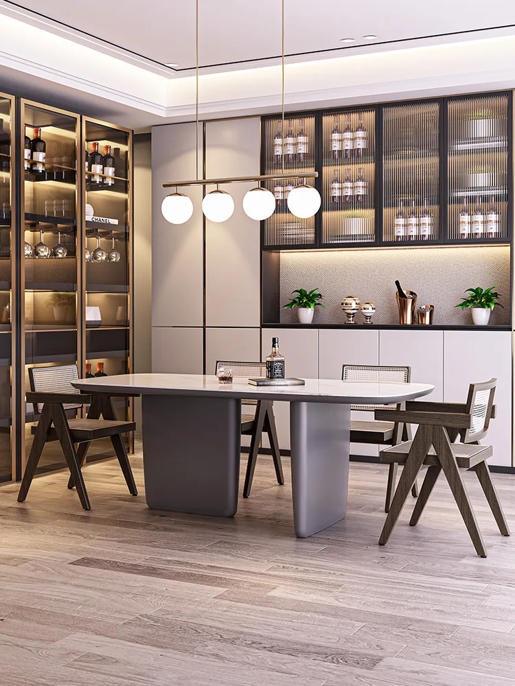 Итальянский стиль легкий роскошный стол из каменной плиты семейный маленький семейный современный простой обеденный стол стул гостиная высокого класса 2022