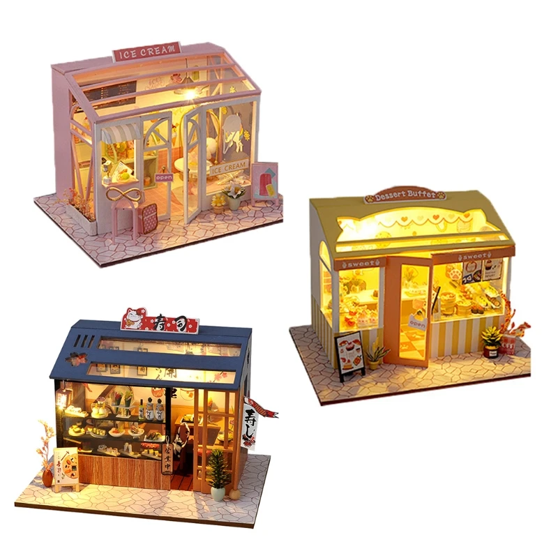 4XBD DIY Playt Shop Кукольный Домик Комплект Простая Элегантность Модель Комплект для Творческих Подарков для Девочки для Кукольного Дома Игрушки для Детей Birt