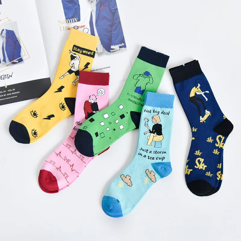 Женские зимние носки harajuku с мультяшным рисунком, креативные носки унисекс, harajuku, женские повседневные носки sakteboard, осенние хлопковые мужские носки