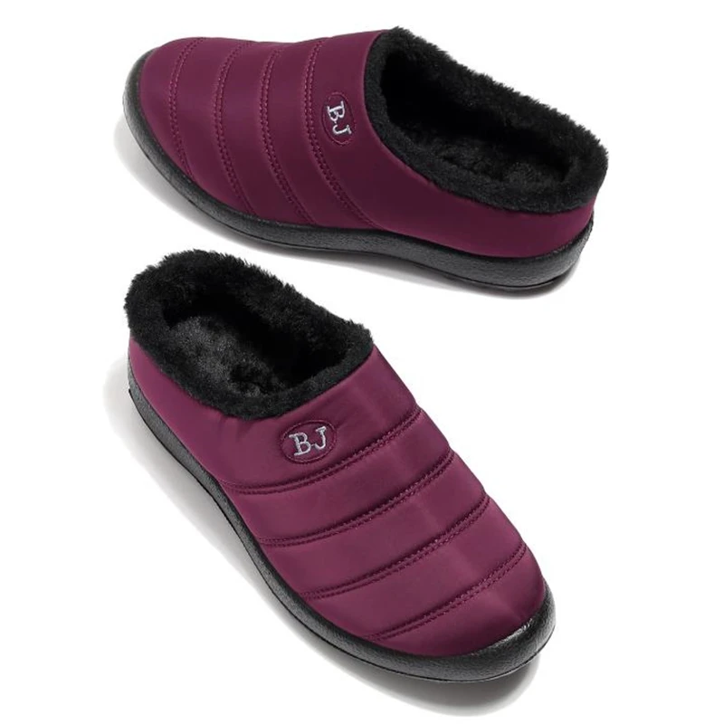 Теплые плюшевые тапочки, домашняя женская зимняя обувь, нескользящие Мягкие женские тапочки, уличные женские водонепроницаемые шлепанцы, Большой размер 43