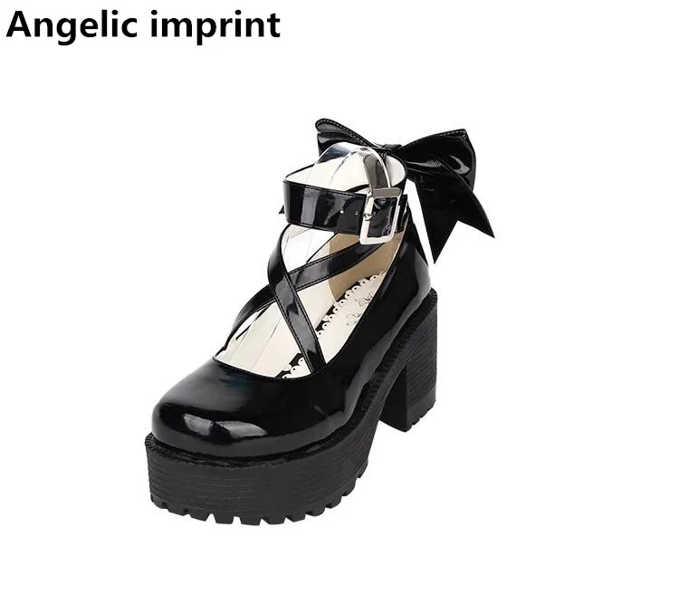 Ангельский отпечаток mori girl обувь в стиле лолиты, женская обувь для косплея, женские туфли-лодочки на высоком толстом каблуке, обувь на платформе, женская обувь принцессы