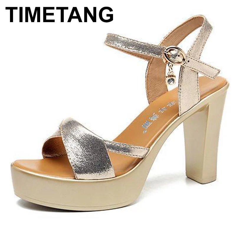 TIMETANGHigh Heel Sandals, Женские золотые туфли, Летние новые женские туфли на платформе с открытым носком, маленькие размеры 32 33