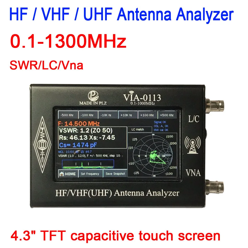 0,1-1300 МГЦ Анализатор Антенны HF VHF UHF сетевой Анализатор Развертки Радиочастотного Генератора Счетчик частоты КСВ L/C Vna Метр 4,3 
