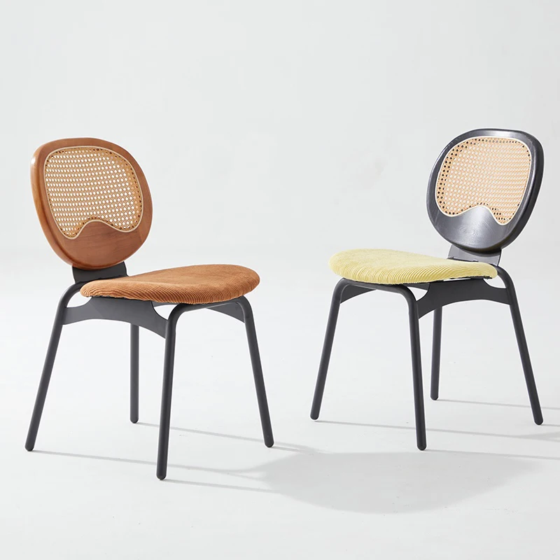 Современный вельветовый обеденный стул для кухонной мебели, обеденный стул с удобной ротанговой спинкой, обеденный стул для ресторана креативного отдыха