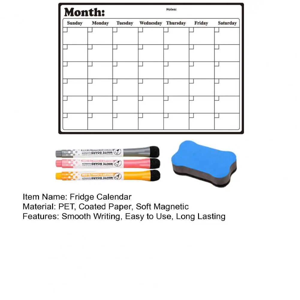 Магнитная доска-календарь на холодильник с маркером сухого стирания, Стираемый Многоразовый еженедельник на холодильник, Наклейка-магнит для кухни