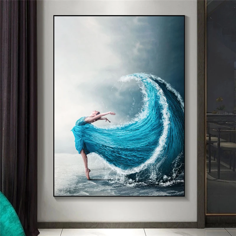 Абстрактный танцевальный плакат, картина на холсте, танцующая балерина, плакат и настенная художественная картина с принтом для украшения дома в гостиной