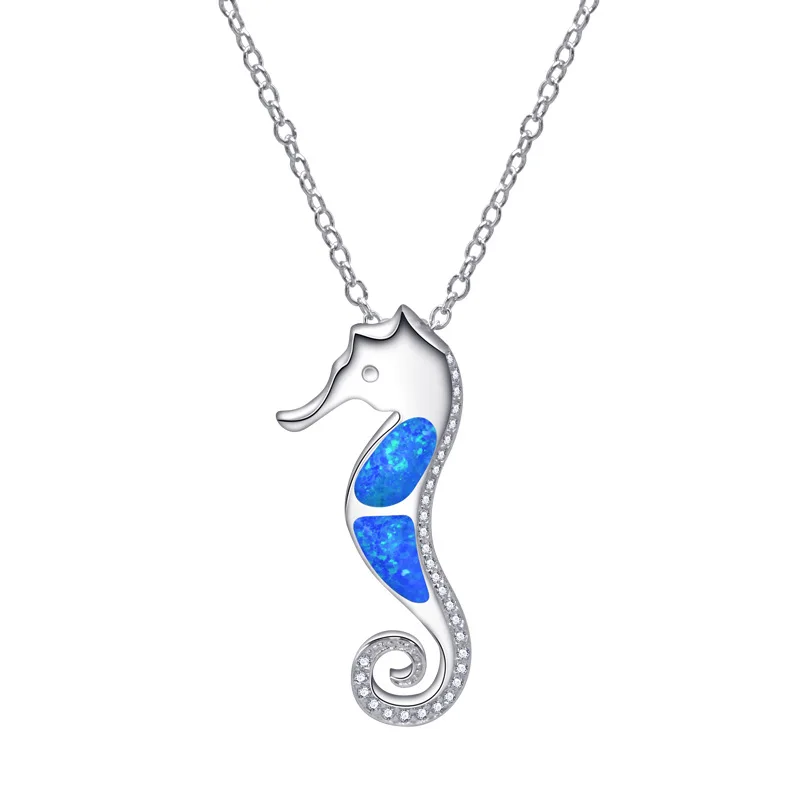 Хит продаж 2023 года, серебро 925 пробы в Европе и Америке, новое женское ожерелье Phantom Australian Treasure, драгоценный камень blue seahorse