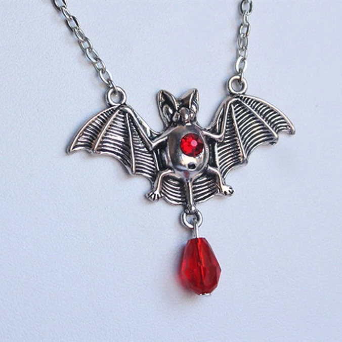 Готическое хрустальное ожерелье с летучей мышью-вампиром, Готическое готическое ожерелье с летучей мышью