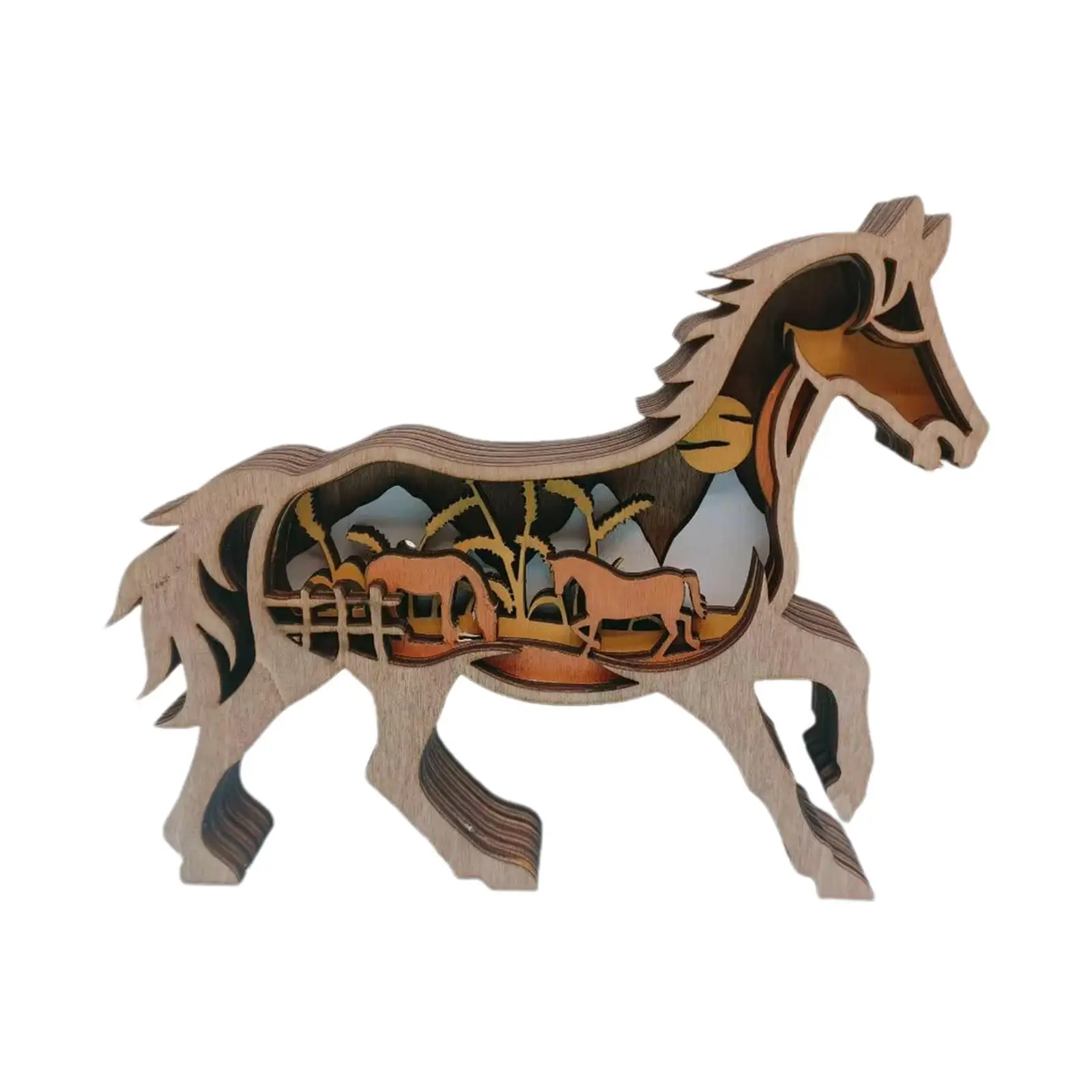 Деревянные украшения в виде животных и лошадей, 3D скульптура на столешнице, Выдолбленная гравировка на Рождество, Новоселье в спальне, Украшение офиса
