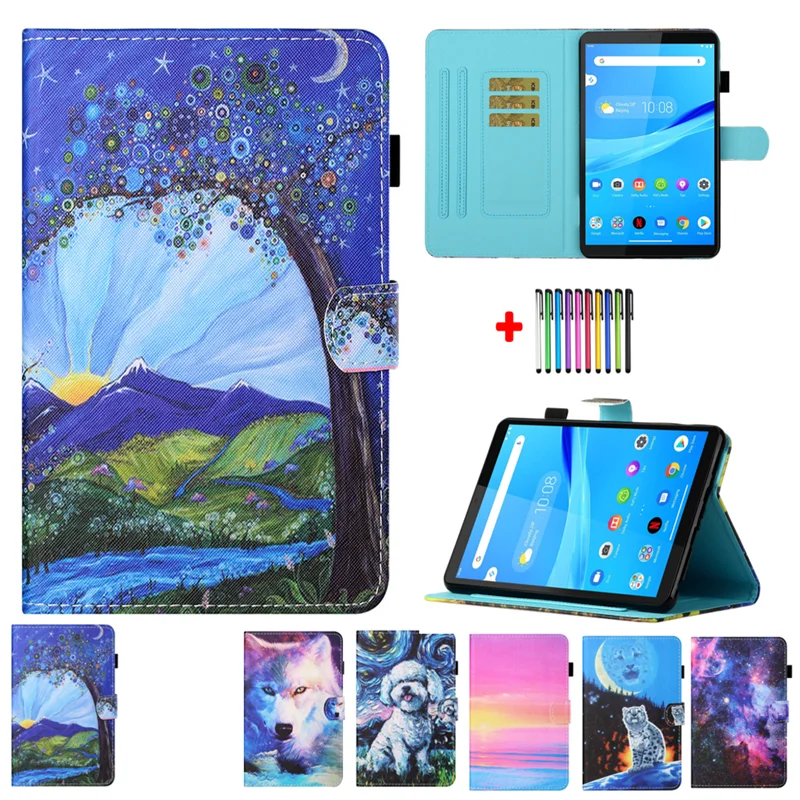 Чехол с цветочным рисунком для Samsung Galaxy Tab A7 в виде Ракушки SM-T505 T500 PU TPU Card Funda для планшета Samsung Tab A7 10 4 Противоударный