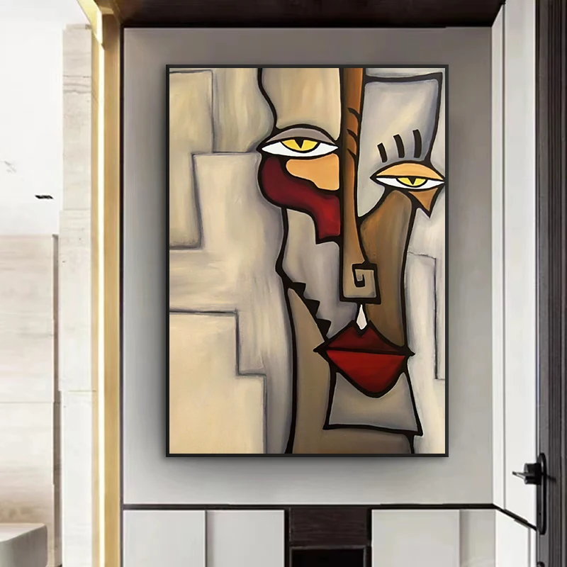 Картина Маслом Пикассо Точная Копия, Сливающаяся С Лицом, Холст, Абстрактная Настенная Художественная Картина, Плакат для Украшения Гостиной, Настенная Роспись