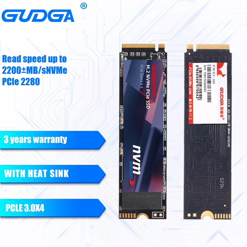 GUDGA SSD Nvme M2 1 ТБ 2 ТБ 512 ГБ 256 ГБ 128 ГБ HD Ssd Накопитель M.2 2280 PCIE 3,0 Внутренний Твердотельный Накопитель объемом 512 ГБ для Настольного Ноутбука