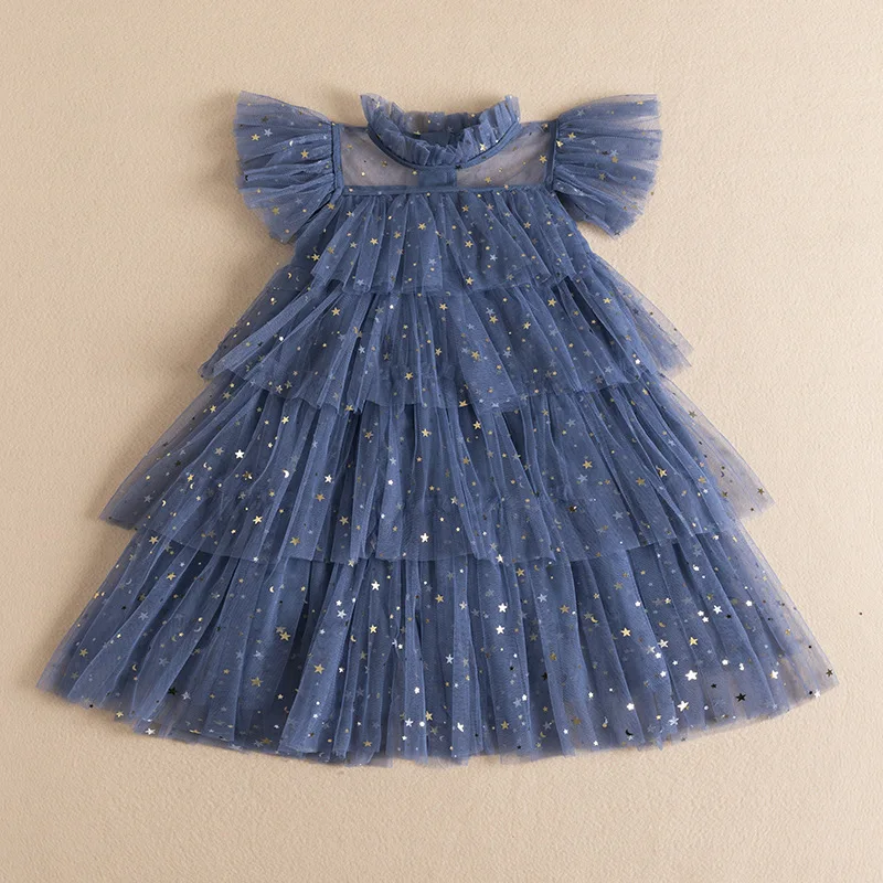Летнее сетчатое платье для девочки с цветочным рисунком для малышей, праздничный подарок на День рождения, платья принцессы