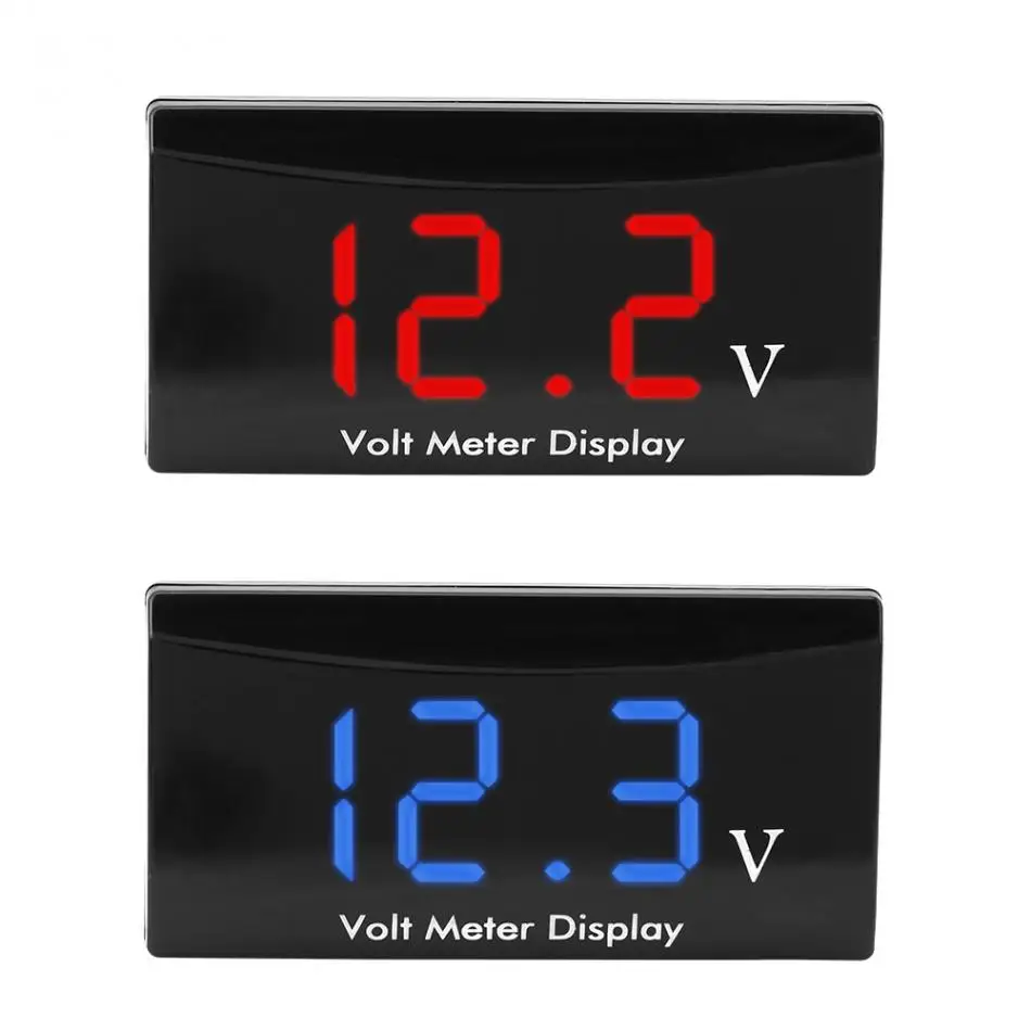 Вольтметр со светодиодным цифровым дисплеем постоянного тока 8-16 В, мини-измеритель напряжения, панель Вольт-тестера для мотоциклов и транспортных средств постоянного тока 12 В, voltimetro